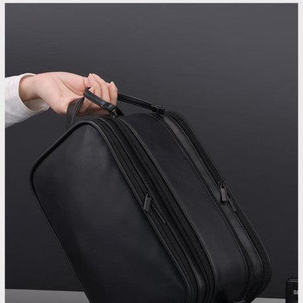 Large Capacity PU Leather Toiletry Bag - Multi-Compartment Dopp Kit & Cosmetic Organizer(Brown).