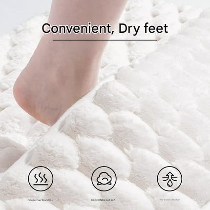 Luxury Plush Memory Foam Bath Mat with Foot Drying Panel - Super Absorbent & Non-Slip Bathroom Rug(Checkered beige).