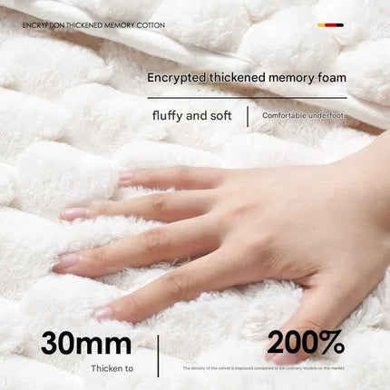 Luxury Plush Memory Foam Bath Mat with Foot Drying Panel - Super Absorbent & Non-Slip Bathroom Rug(Checkered beige).