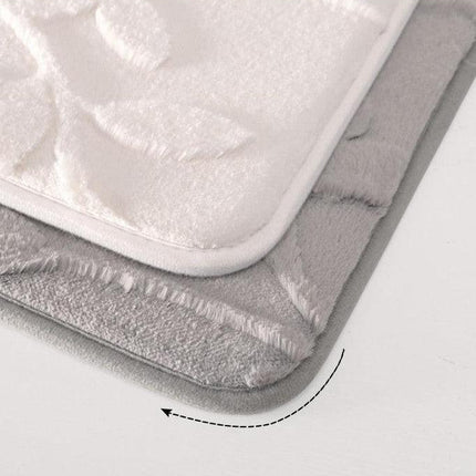 Plush Embossed Leaf Bath Mat - Ultra Soft, Absorbent & Non-Slip Bathroom Rug(Dark gray 50*80㎝).