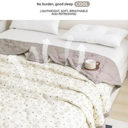 Lightweight Reversible Summer Quilt - Soft, Breathable & Machine Washable Comforter(150x200cm blue flowers).