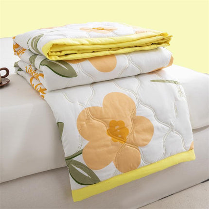 Lightweight Reversible Summer Quilt - Soft, Breathable & Machine Washable Comforter(150x200cm Fan Flower).