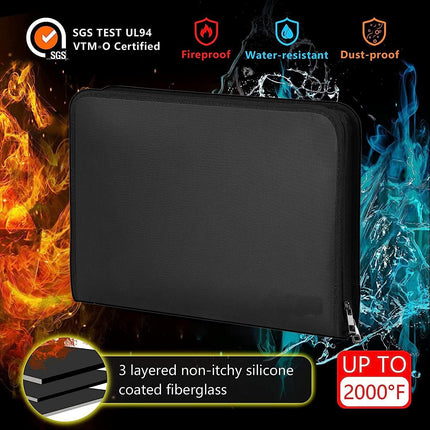 Fireproof & Waterproof Expanding File Folder Organizer with Zipper - Large Capacity Document Safe Bag(Silver zipper handle model).