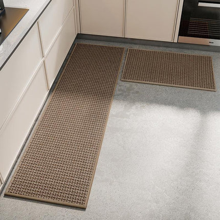 Absorbent & Dirt-Resistant Woven Kitchen Mat - Non-Slip Runner Rug for Home(Interlocking Brown).