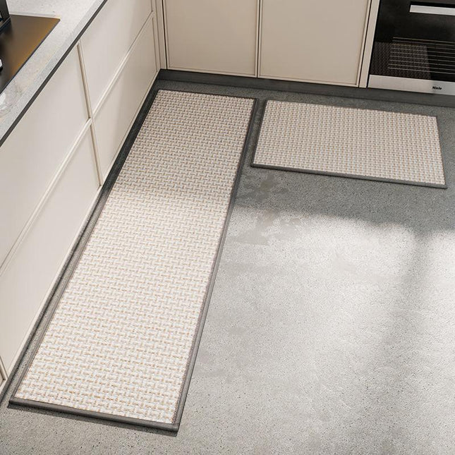 Absorbent & Dirt-Resistant Woven Kitchen Mat - Non-Slip Runner Rug for Home(Interlocking Gray).