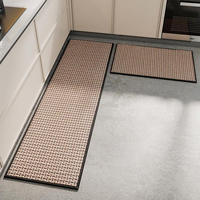 Absorbent & Dirt-Resistant Woven Kitchen Mat - Non-Slip Runner Rug for Home(Interlocking Black).