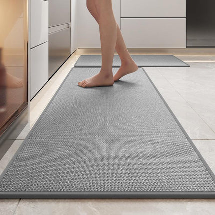Absorbent & Dirt-Resistant Woven Kitchen Mat - Non-Slip Runner Rug for Home(Style Woven Gray).