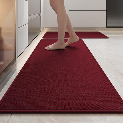 Absorbent & Dirt-Resistant Woven Kitchen Mat - Non-Slip Runner Rug for Home(Style Woven Red).