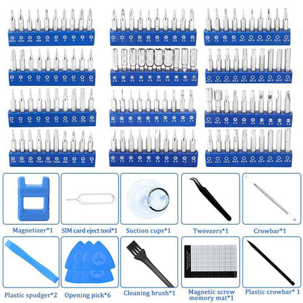 Professional 142-in-1 Precision Screwdriver Repair Tool Kit in Portable Oxford Bag(blue).