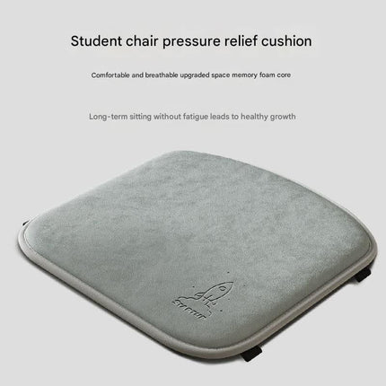 Memory Foam Student Seat Cushion - Pressure Relief, Non-Slip with Adjustable Straps for Healthy Posture(Rocket Gray 36x34cm).