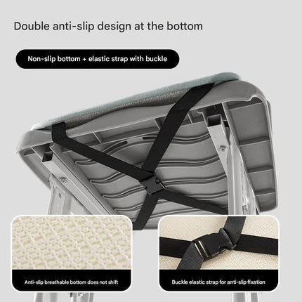 Memory Foam Student Seat Cushion - Pressure Relief, Non-Slip with Adjustable Straps for Healthy Posture(Rocket Gray 36x34cm).