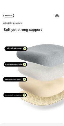 Memory Foam Student Seat Cushion - Pressure Relief, Non-Slip with Adjustable Straps for Healthy Posture(Rocket Gray 36x34cm).
