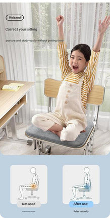 Memory Foam Student Seat Cushion - Pressure Relief, Non-Slip with Adjustable Straps for Healthy Posture(Rocket Gray 36x34cm).