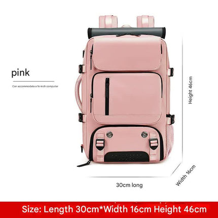 4-in-1 Convertible Travel Backpack & Briefcase - Large Capacity, 16" Laptop Compartment, USB Port(Pink).