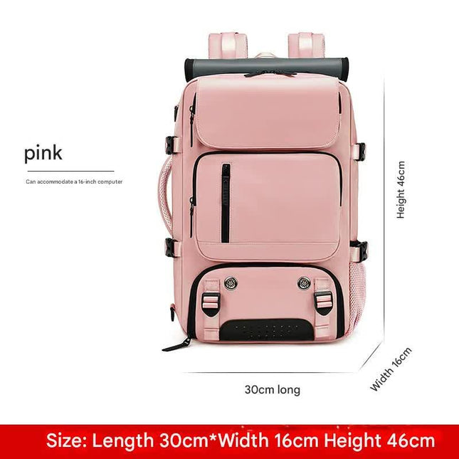 4-in-1 Convertible Travel Backpack & Briefcase - Large Capacity, 16" Laptop Compartment, USB Port(Pink).