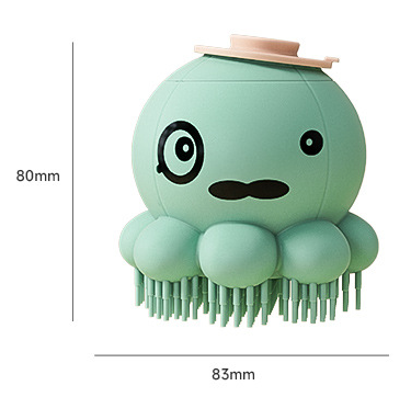 Green 2-Pack Pet Bath Brush with Shampoo Dispenser - Soft Silicone Massager for Dogs & Cats.
