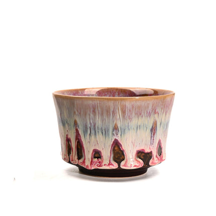 Pink 225ml Ceramic Kiln Glazed Coffee Latte Art Cup - Retro Style Matcha Bowl.