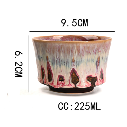 Yellow 225ml Ceramic Kiln Glazed Coffee Latte Art Cup - Retro Style Matcha Bowl.