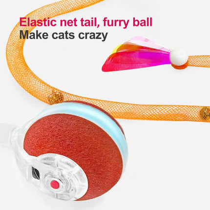 Red Interactive Smart Electric Cat Toy Ball - Automatic Irregular Rolling Teaser for Independent Play.