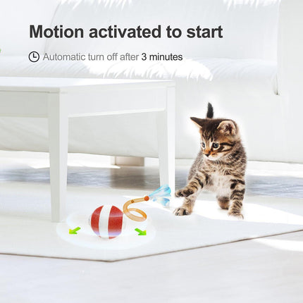 Blue Interactive Smart Electric Cat Toy Ball - Automatic Irregular Rolling Teaser for Independent Play.