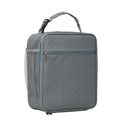 Grey Portable Insulated Lunch Bag - Large Capacity Thermal Cooler Tote with Shoulder Strap for Work, School, and Picnic.
