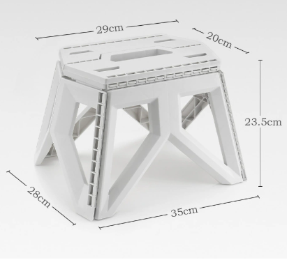White Portable Folding Stool - Compact Lightweight Plastic Step Stool for Camping, Fishing, Kids, and Home Use.