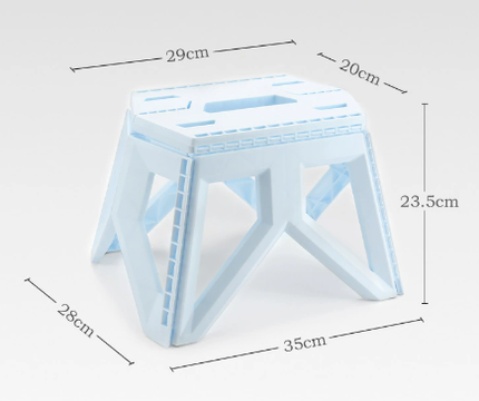 Blue Portable Folding Stool - Compact Lightweight Plastic Step Stool for Camping, Fishing, Kids, and Home Use.