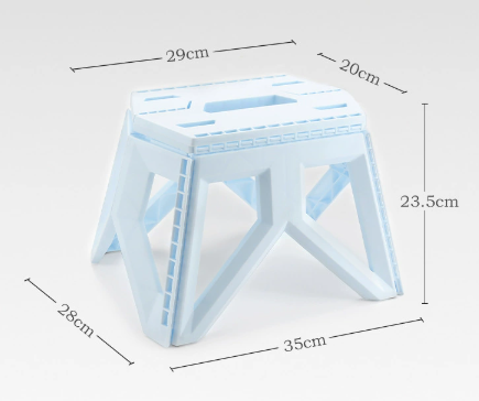Blue Portable Folding Stool - Compact Lightweight Plastic Step Stool for Camping, Fishing, Kids, and Home Use.