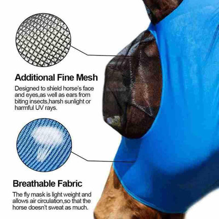 Purple 2-PCS Breathable Horse Fly Mask Set - Equestrian Fly Veils with Ears for Insect Control and Comfort.