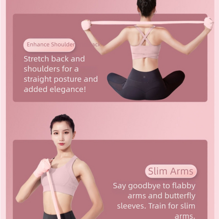 Pink Thickened 1.5m [45 lbs] Yoga & Fitness Resistance Stretch Bands (Set of 2) for Full-Body Workout & Flexibility Training.