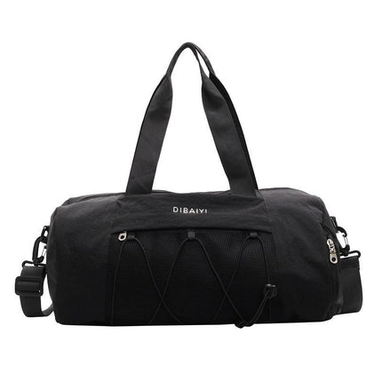 Black Stylish Sports Gym Bag for Women - Lightweight Travel Duffel with Wet/Dry Pocket.