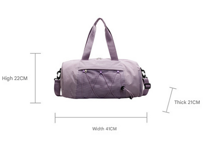 Black Stylish Sports Gym Bag for Women - Lightweight Travel Duffel with Wet/Dry Pocket.