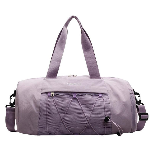 Purple Stylish Sports Gym Bag for Women - Lightweight Travel Duffel with Wet/Dry Pocket.