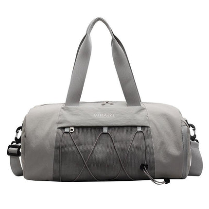 Grey Stylish Sports Gym Bag for Women - Lightweight Travel Duffel with Wet/Dry Pocket.