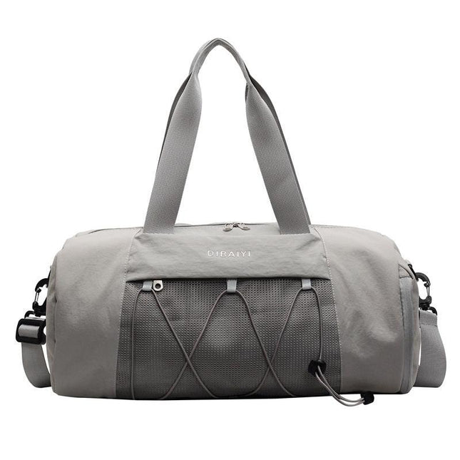 Grey Stylish Sports Gym Bag for Women - Lightweight Travel Duffel with Wet/Dry Pocket.