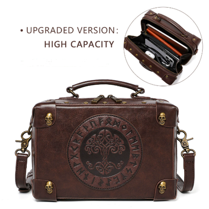 Retro Steampunk Satchel Bag with Decorative Clock & Gears - Gothic Crossbody Purse.