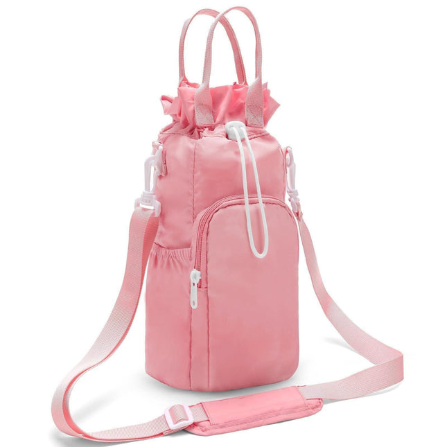 Pink Protective Crossbody Water Bottle Holder with Pockets, Fits 40oz Stanley Tumbler.