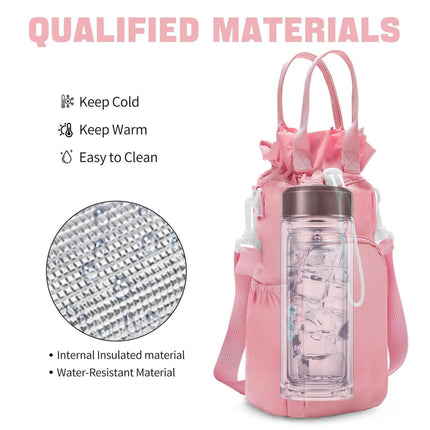 Purple Protective Crossbody Water Bottle Holder with Pockets, Fits 40oz Stanley Tumbler.