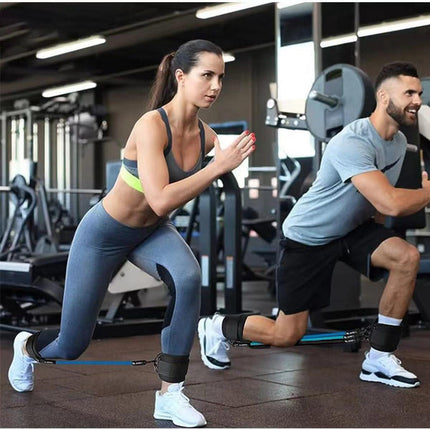 Blue  Silver SnapResistance Bands Set with Ankle Straps for Glute Kickbacks & Leg Workouts (10-30lbs).