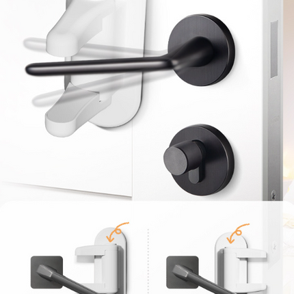2-Pack White Child Safety Door Lever Lock - No-Drill Door Handle Lock for Home Security.
