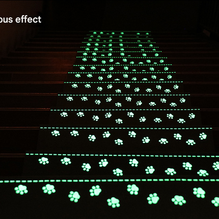 3-Pack Brown Non-Slip Luminous Stair Treads - Self-Adhesive Pet Paw Print Stair Mats 55x22x4.5cm.