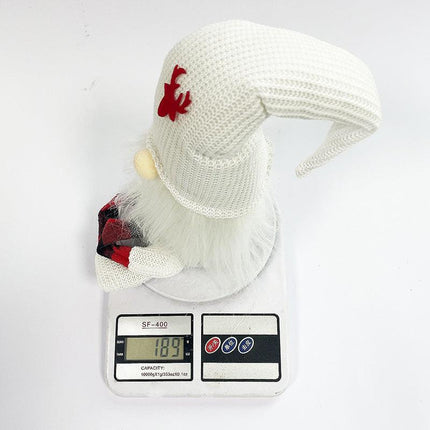2-Pack Christmas Gnome Decorations - Red & White Long Leg Faceless Santa Elf Plush Ornaments.