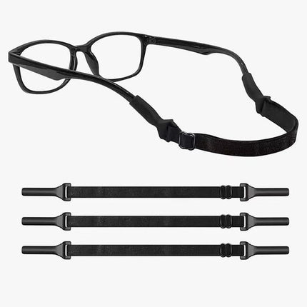 10-Pack Adjustable Sport Eyewear Retainer Straps - Black Anti-Slip Glasses Cord 210mm (Stretches to 320mm).