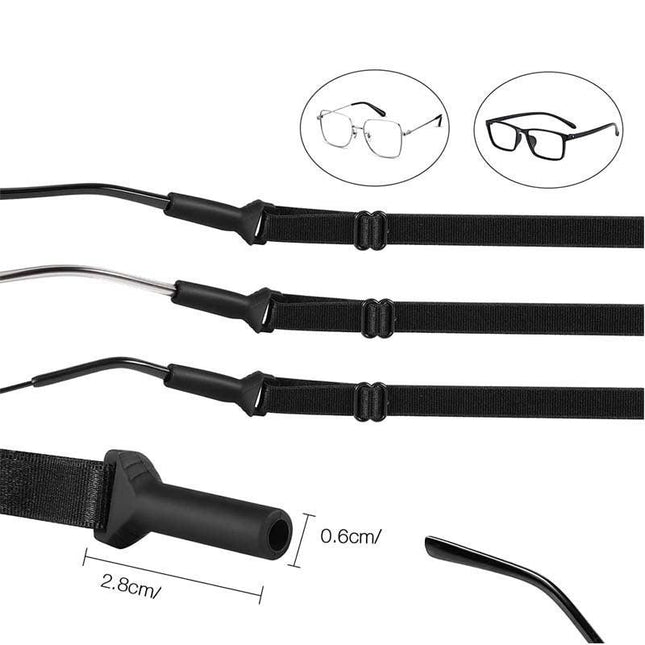 (10-Pack) Adjustable Anti-Slip Eyeglass Straps - Secure Sports Eyewear Retainer Cord for Men, Women & Kids.