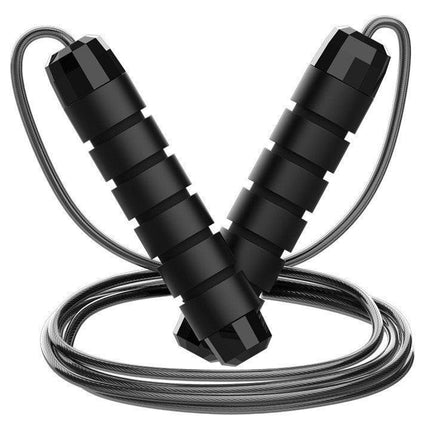 5 PCS Black Adjustable Steel Wire Speed Jump Rope Set - Professional Fitness Rope with Ball Bearings for Cardio, Boxing & Workout.