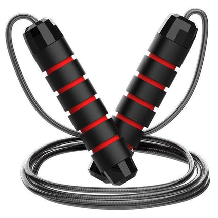 5 PCS Black-red Adjustable Steel Wire Speed Jump Rope Set - Professional Fitness Rope with Ball Bearings for Cardio, Boxing & Workout.