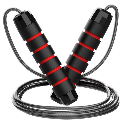 5 PCS Black-red Adjustable Steel Wire Speed Jump Rope Set - Professional Fitness Rope with Ball Bearings for Cardio, Boxing & Workout.