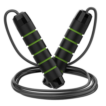 5 PCS Black-green Adjustable Steel Wire Speed Jump Rope Set - Professional Fitness Rope with Ball Bearings for Cardio, Boxing & Workout.