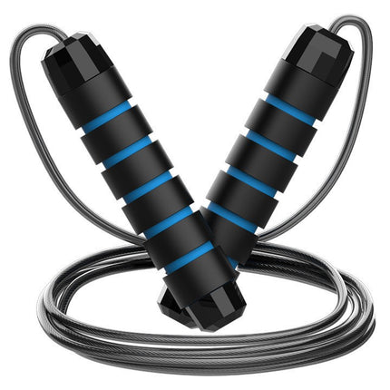5 PCS Black-blue Adjustable Steel Wire Speed Jump Rope Set - Professional Fitness Rope with Ball Bearings for Cardio, Boxing & Workout.