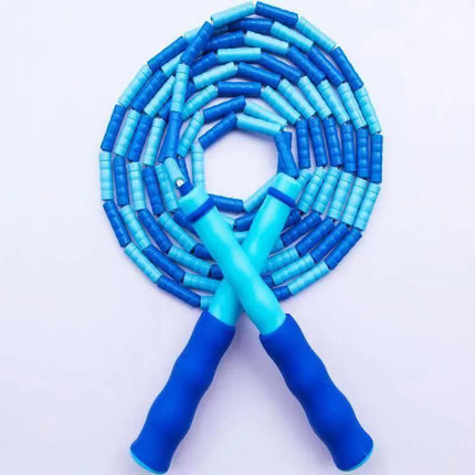10 Pcs Blue Soft Beaded Jump Ropes, Tangle-Free Beaded Jump Rope - Adjustable Segmented Skipping Rope for Kids & Adults Fitness.